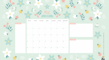 5 calendriers pour le mois de mai à imprimer