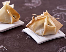 Aumônières de magret de canard fumé aux figues