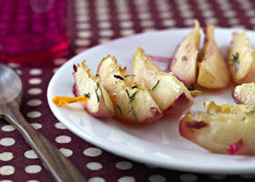 Brochettes de pêche au miel