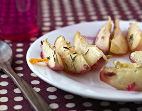 Brochettes de pêche au miel
