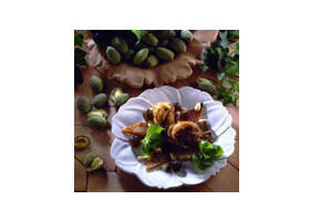 Cailles aux amandes et raisins