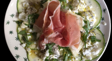 Carpaccio de courgettes, mozzarella, chiffonnade de jambon : #Yummy