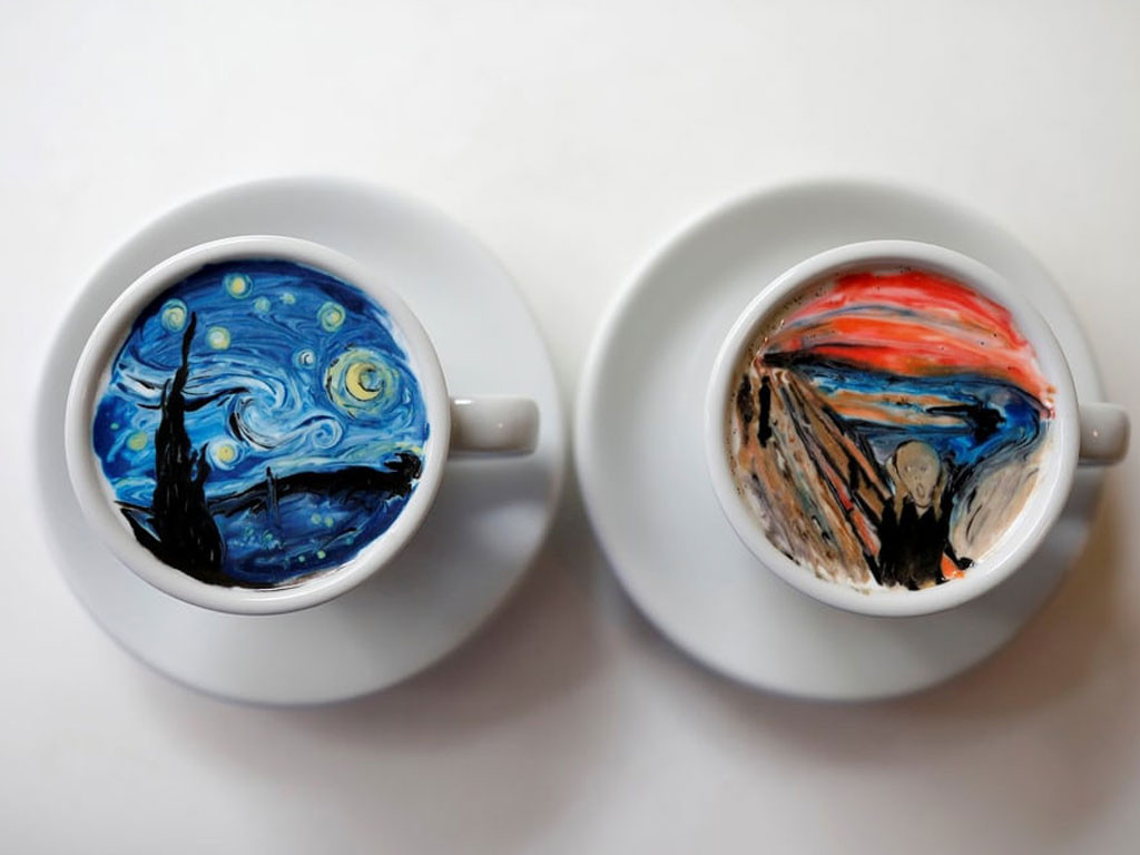 Cet artiste sud-coréen peint des décors somptueux sur ses cafés