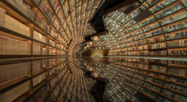 Cette extraordinaire librairie circulaire propose un tunnel de livres
