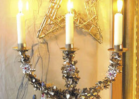 Chandelier romantique or
