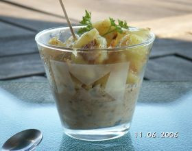 Pommes de terre caramélisés et sa crème d&rsquo;aubergine à l&rsquo;huile d&rsquo;olive