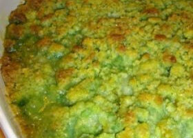 Crumble pistaché aux pêches