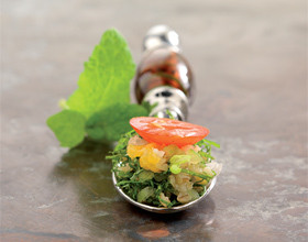 Cuillères apéritives : mascarpone à l&rsquo;avocat et au citron vert