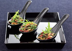 Cuillères apéritives : gésiers aux pignons de pin