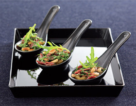 Cuillères apéritives : gésiers aux pignons de pin