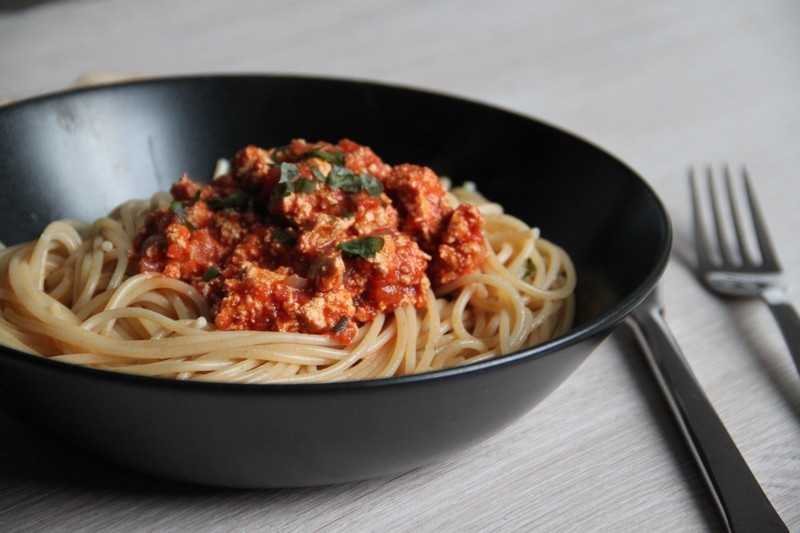 Des spaghettis à la bolognaise végétarienne