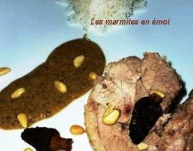 DINDE DE NOEL AU MASCARPONE, MORILLES ET PIGNONS DE PIN