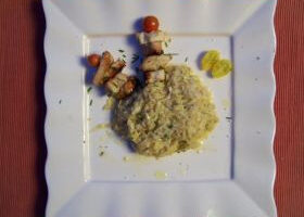 Fondue de poireaux et émincé de volaille au confit de vin blanc