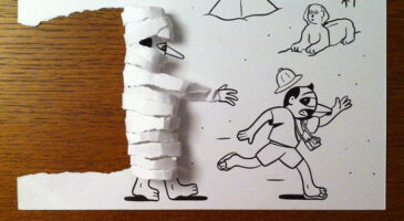 Génial : cet artiste utilise le papier pour rajouter une dimension 3D à ses dessins