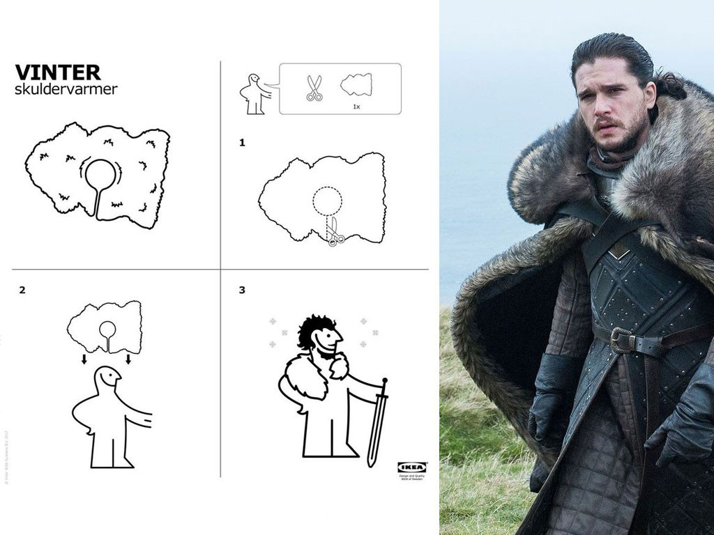 Ikea sort une notice pour se fabriquer la fourrure de Jon Snow