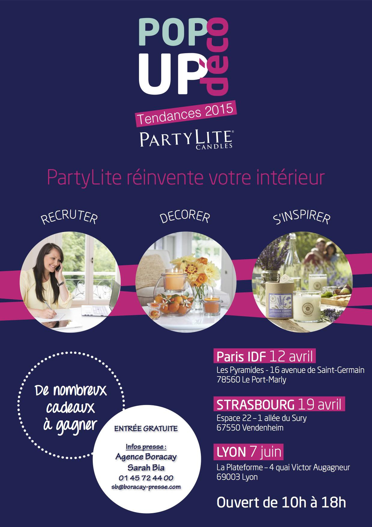 La première édition du POP UP DECO de PARTYLITE, c&rsquo;est le 12 AVRIL