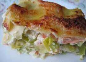 Lasagnes de saumon et poireaux