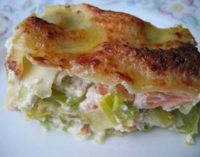 Lasagnes de saumon et poireaux