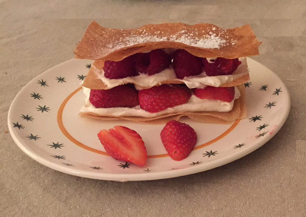 Le mille-feuille  fraises framboises au mascarpone