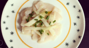 Ma recette de Carpaccio de coquilles Saint-Jacques au citron vert et aux poires