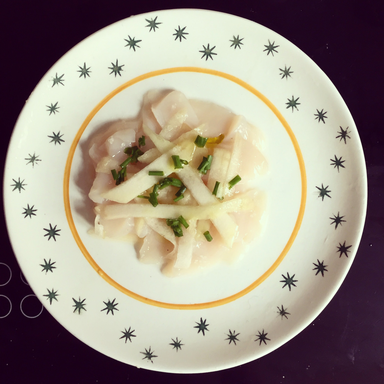 Ma recette de Carpaccio de coquilles Saint-Jacques au citron vert et aux poires