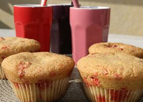 Muffins aux pralines roses