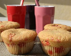 Muffins aux pralines roses