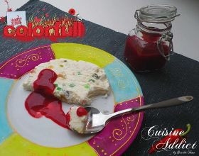 Nougat glacé et son coulis de framboises