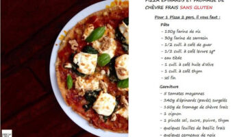 Pizza sans gluten : épinards et fromage de chèvre frais