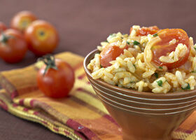 Risotto aux tomates cerises, paprika et parmesan