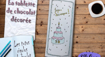 Tablette de chocolat décorée pour anniversaire surprise