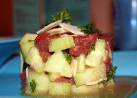 Tartare de boeuf au concombre