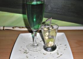 Verrine melon-fromage et soupe angevine assortie