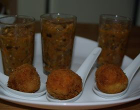 Verrines d&rsquo;aubergine et ses boulettes de thon