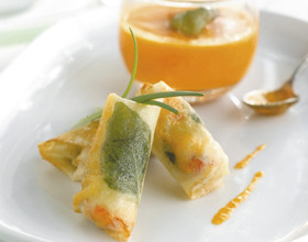 Bonbons de langoustine au Comté et basilic