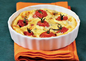 Légumes croquants ! : clafoutis aux tomates cerises et au roquefort