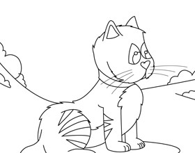 Coloriage : chat tigré