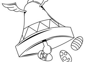 Coloriage : les cloches et les oeufs de pâques