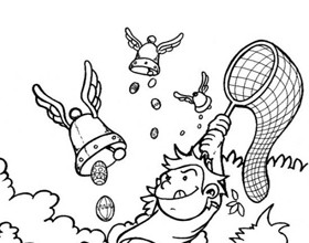 Coloriage : la chasse aux cloches avec des ailes