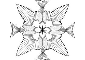 Coloriage : colibris formant une fleur