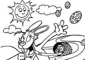 Coloriage : le lièvre de Pâques