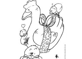 Coloriage : la poule en chocolat