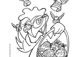Coloriage : la poule et son panier