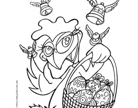 Coloriage : la poule et son panier