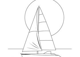Coloriage : le voilier au clair de lune