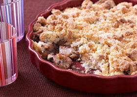 Crumble aux poires, bananes et chocolat