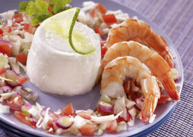 La faisselle, petits légumes et crevettes