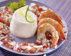 La faisselle, petits légumes et crevettes