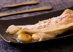 Crêpes à la banane flambées au rhum