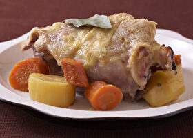 Jarret de porc gratiné au munster